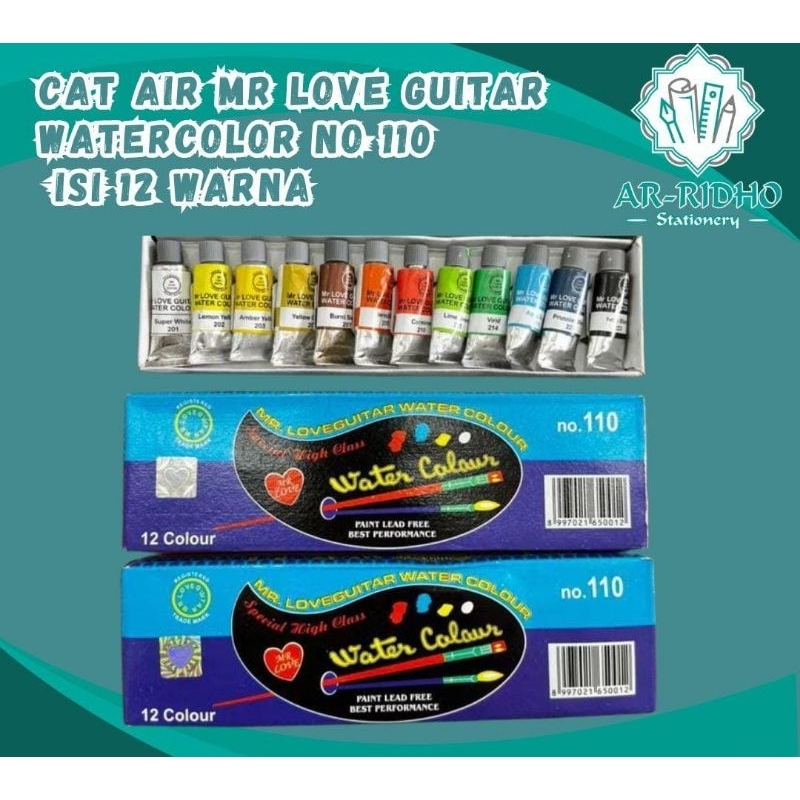 

Cat air anak MR LOVE GUITAR Watercolor no 110 isi 12 warna