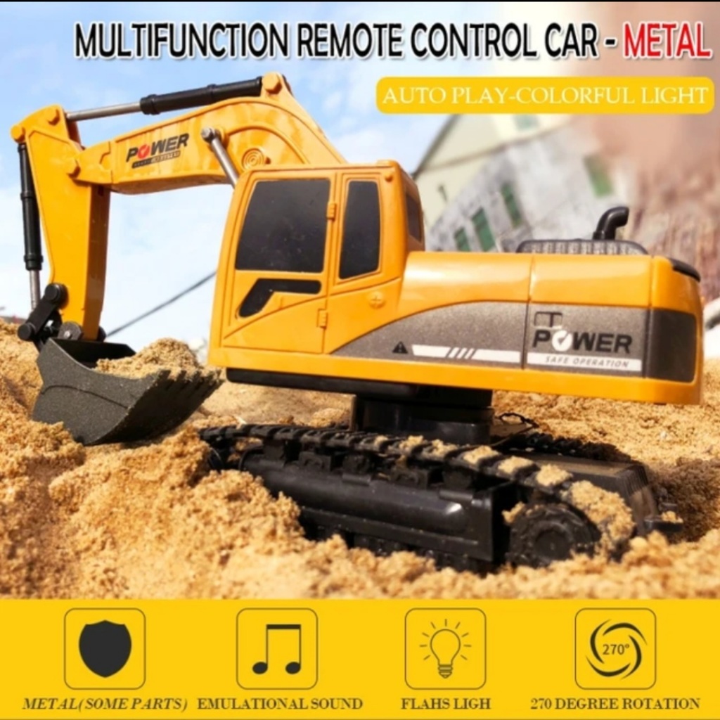 [capt] RC Die Cast Metal Excavator - Mainan Hobi Aksesoris Remote Control Excavator