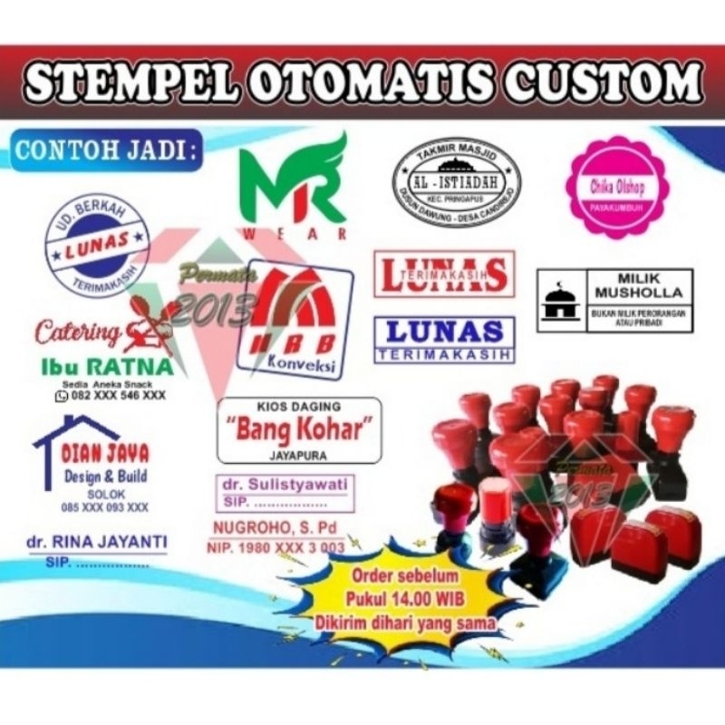 

STEMPEL CUSTOM, STEMPEL OTOMATIS, STEMPEL FLASH