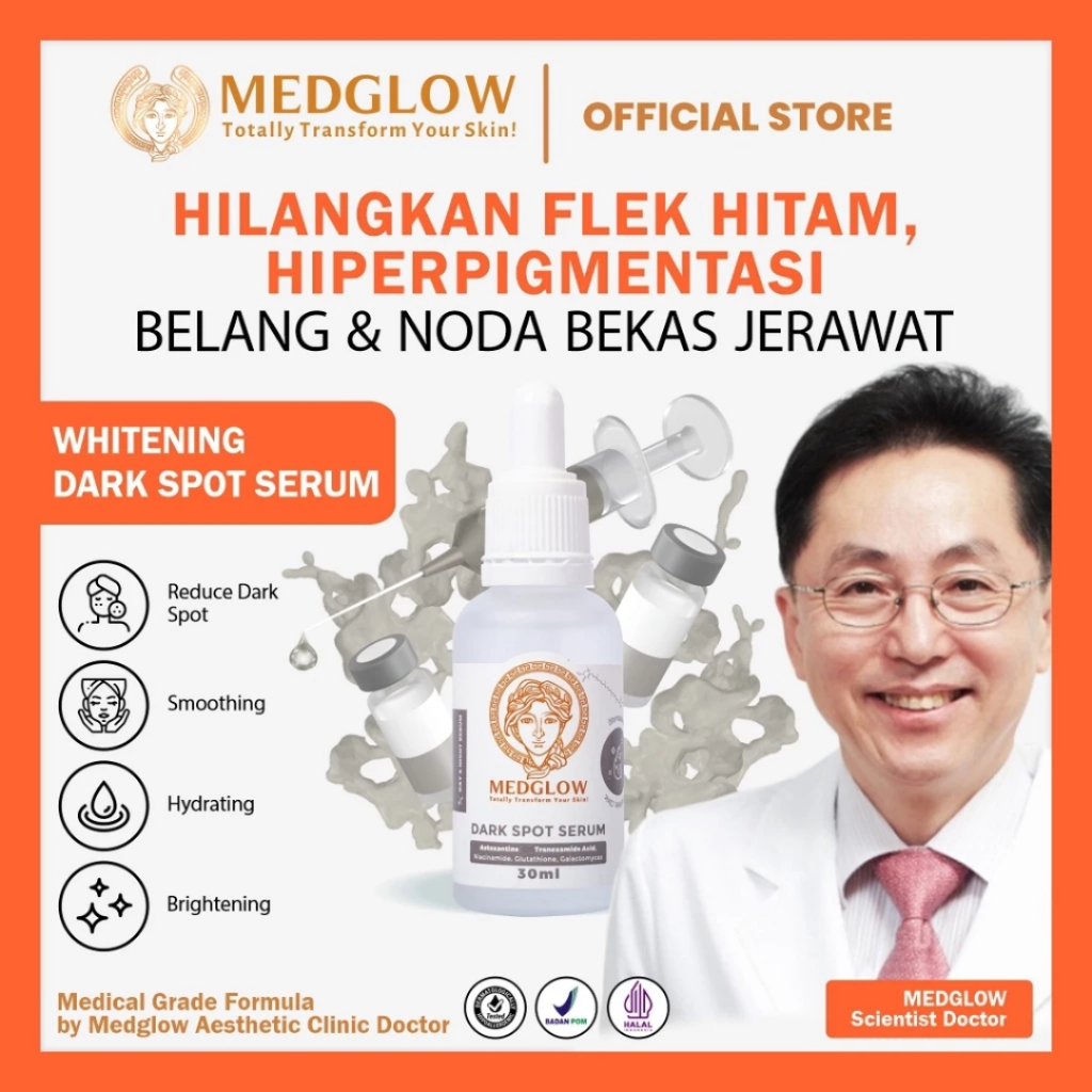 MEDGLOW CLINIC Whitening Dark Spot Serum 30 ml | BPOM HALAL Skincare Whitening Brightening Pemutih h