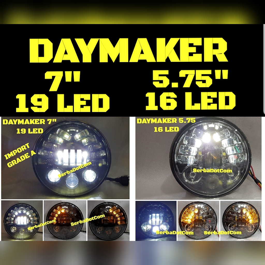 LAMPU DEPAN DAYMAKER 16 LED 19 LED 16LED 19LED 5.75 7 inch in 5.75in 7in PREDATOR BILED BI LED SPIDE