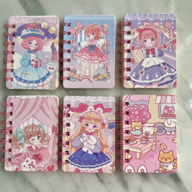 

Note Book Kecil Buku Diary Kecil Buku catatan Kecil Hard Cover Ring Spiral Cute Girl