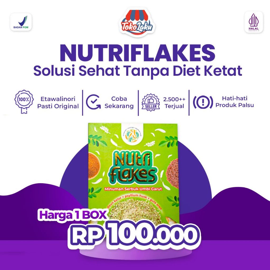 

Nutriflakes Sereal - Cereal Ekstrak Daun Kelor Umbi Garut Solusi Atasi Asam Lambung Maag Akut Diabetes Suplemen Makanan Diet Tingkatkan Antibody Imunitas Tubuh Isi 280gr herbiology