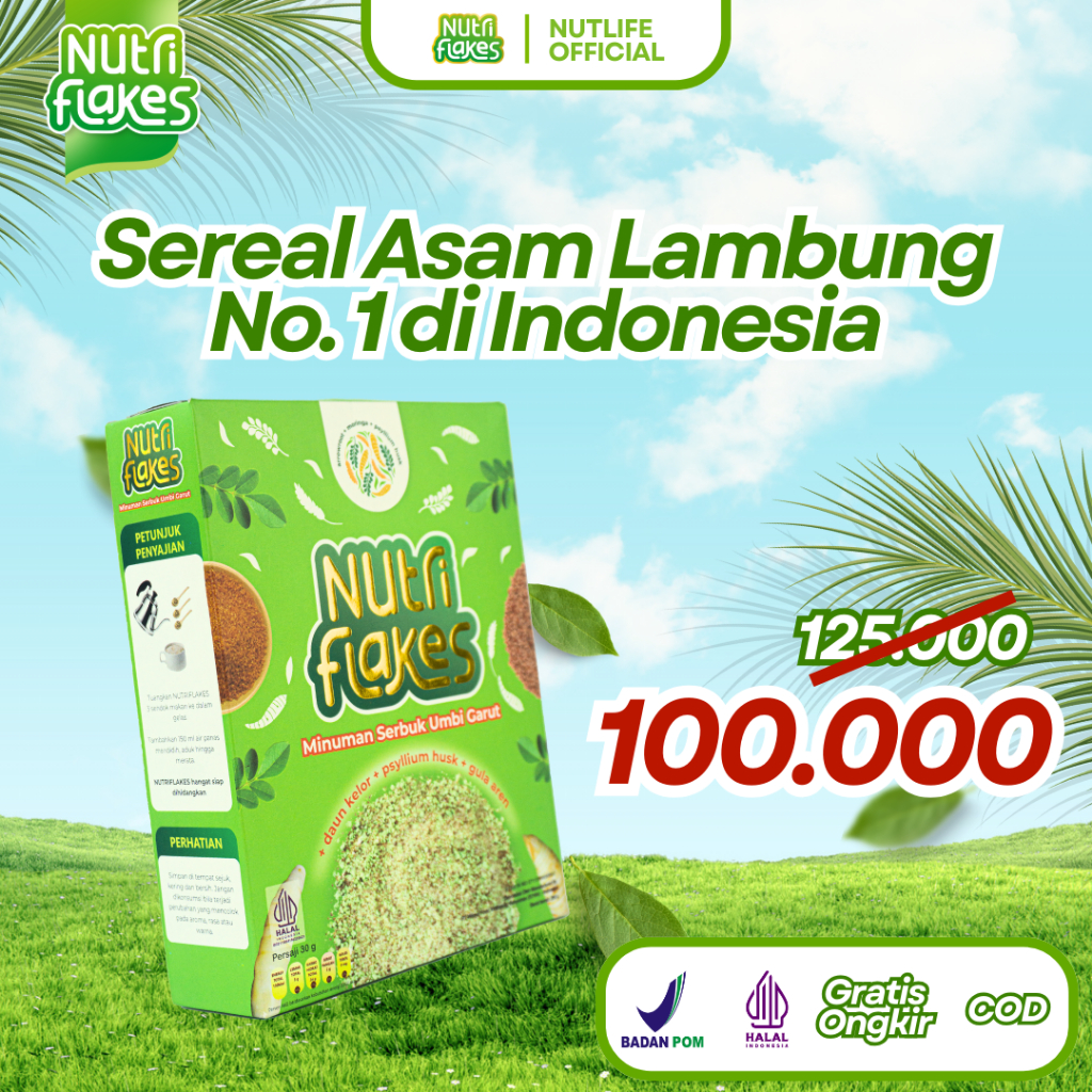 

Nutriflakes Sereal Umbi Garut Original, Solusi Ampuh Asam Lambung, GERD, Maag Kronis, Lambung Sehat!