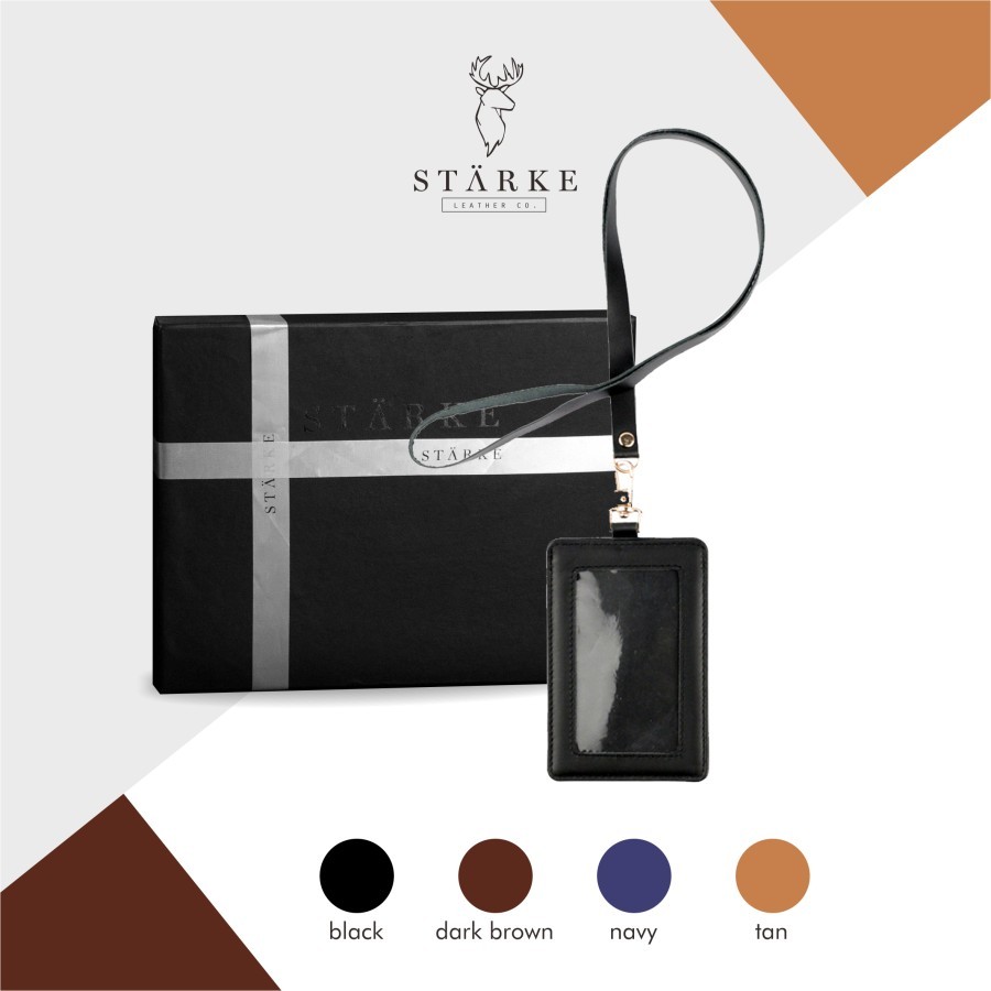 

Starke Leather Nametag Kulit ID Card Holder Lanyard Hustle Hog Black