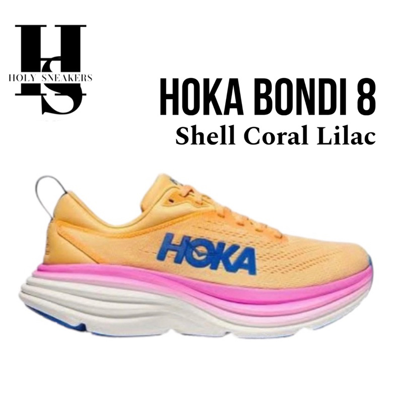 Sepatu Hoka Bondi 8 Womens Runnig Shoes - Shell Coral Lilac Original