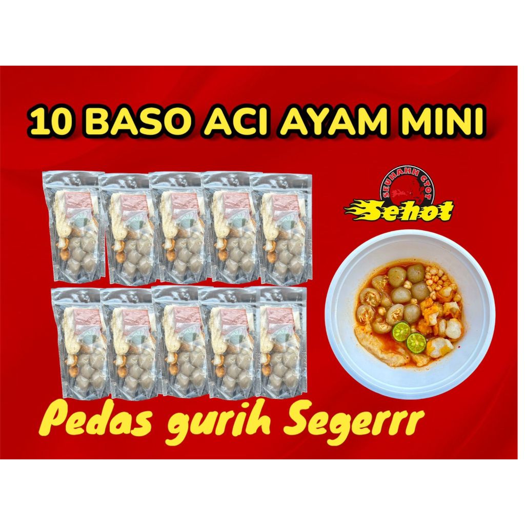 

PAKET HEMAT 10 BUNGKUS BASO ACI AYAM SUWIR MINI ( CILOK MINI )