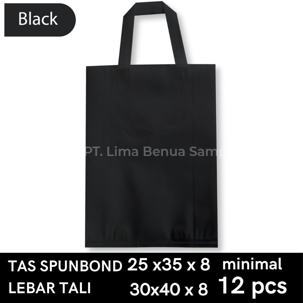 

Tas Spunbond Lebar Tali 30x40x8 - Tas Kain Ramah Lingkungan - Hitam
