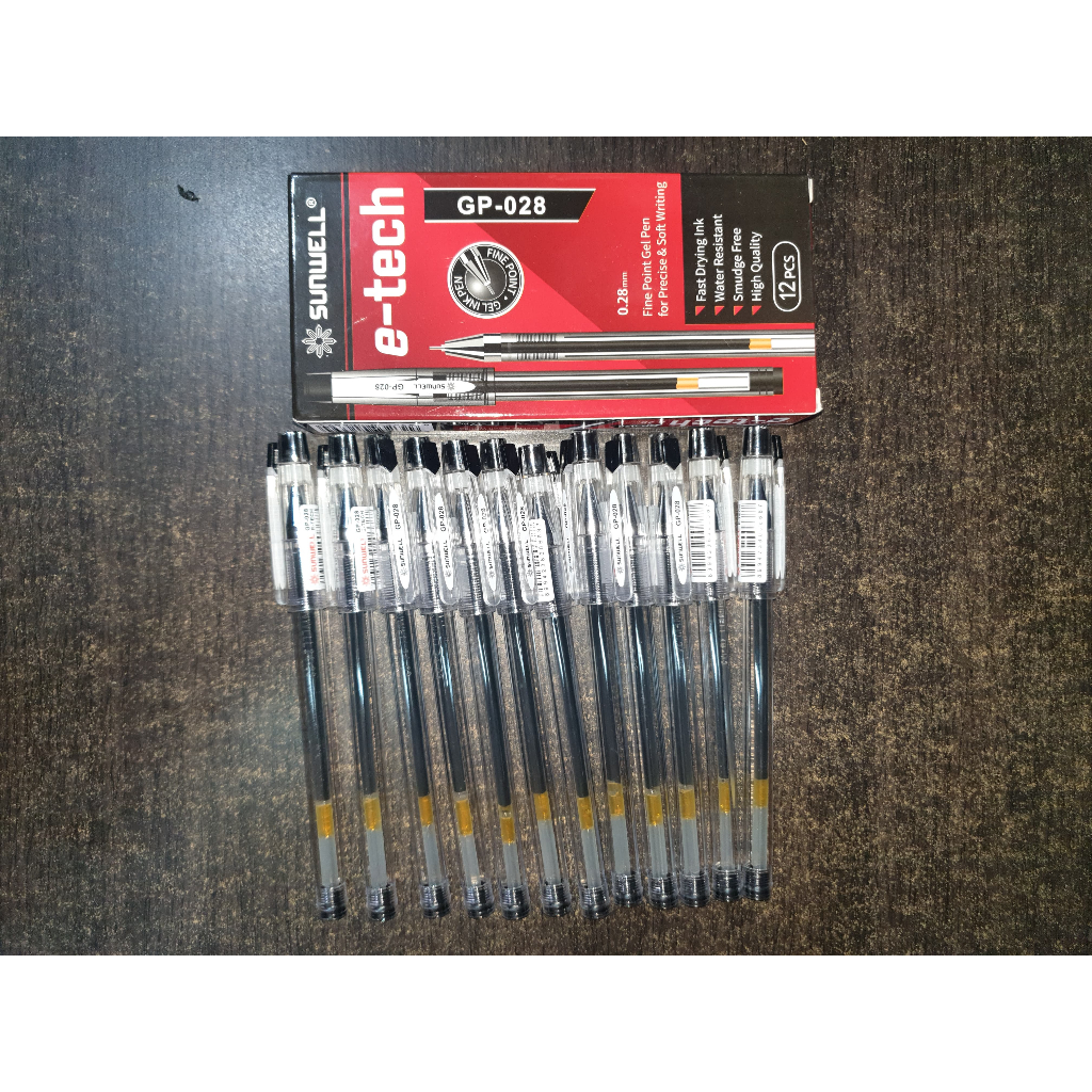 

Ballpoint, Bolpen, Pulpen e-tech Gel Sunwell 0.28 Hitam GP-028