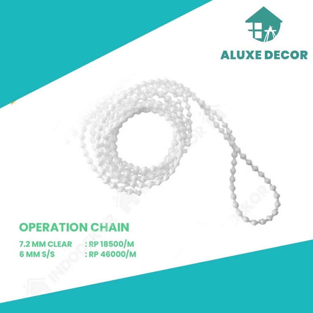 Operation Chain Tali Rantai Manik Tarikan Tirai Gulung Roller Blind
