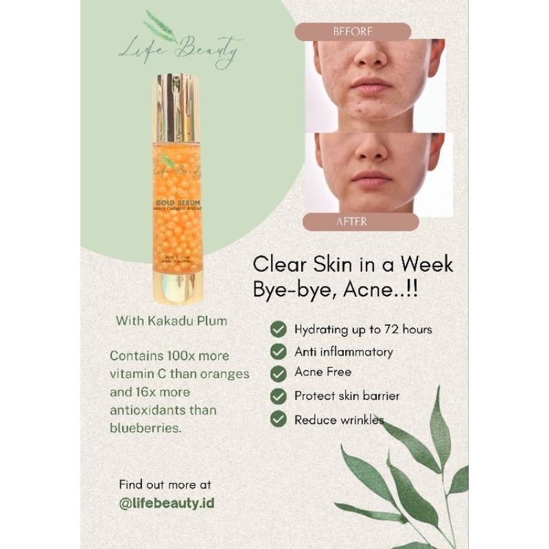 Life Beauty Gold Serum - Acne and Wrinklee Free - Australian Made