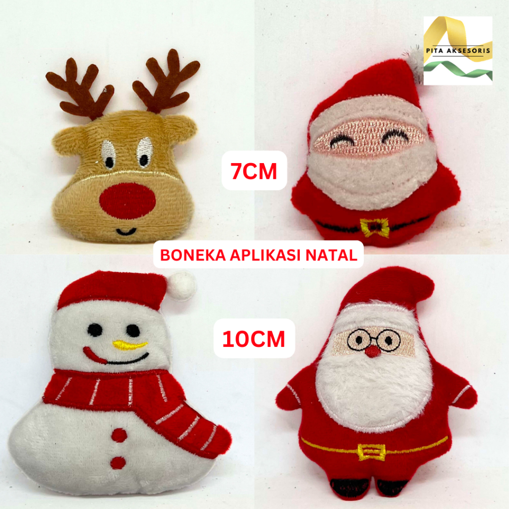 (12 PCS) Aplikasi Natal Boneka Kecil Santa Rusa Snowman Hiasan Hampers Dekorasi Christmas Tree