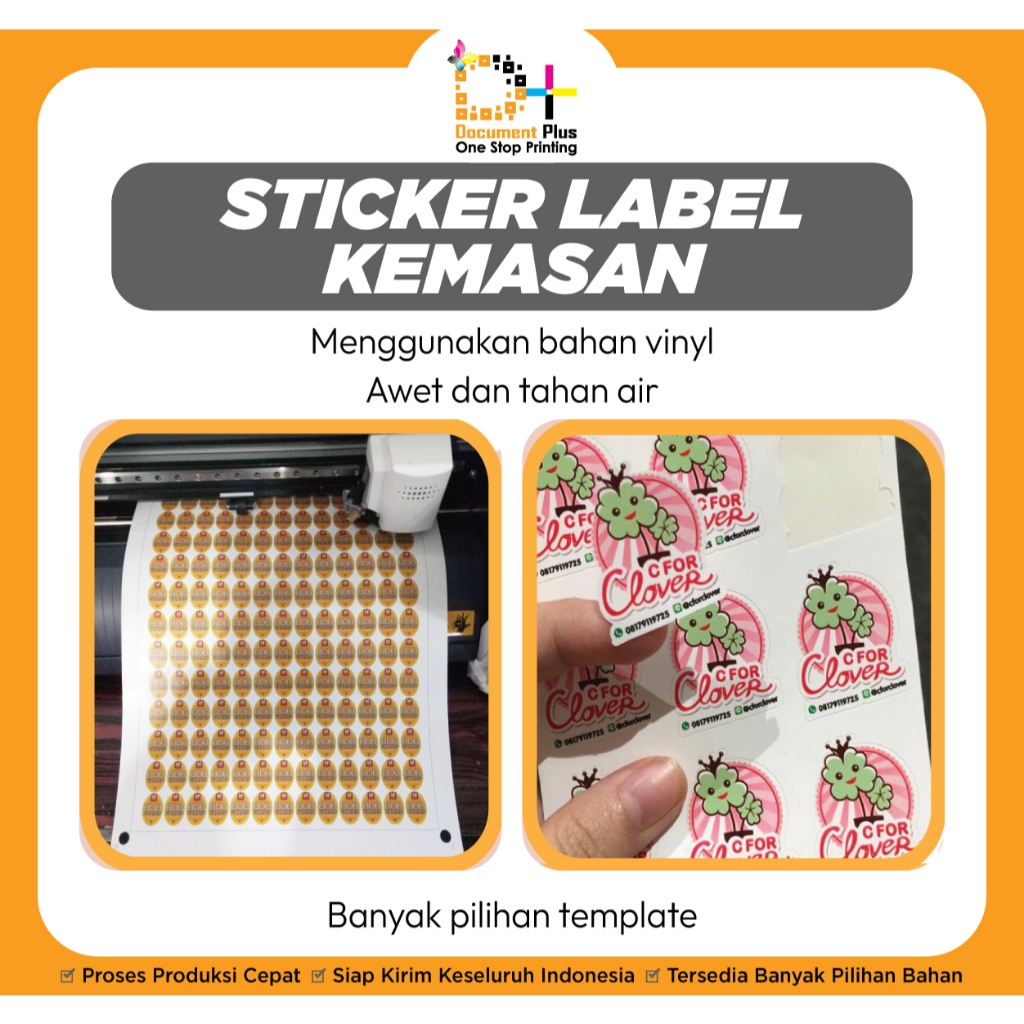 Stiker Label Makanan Custom vinyl / Sticker Label Makanan / Stiker Kemasan UKURAN 3.5X3.5 CM