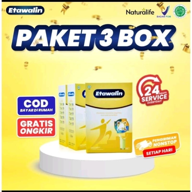 

PAKET 3 BOX SUSU ETAWALIN - Paket Sembuh Susu Sendi Atasi Radang Sendi Nyeri Tulang Cegah Osteoporosis Osteoartritis Pengeroposan Tulang Susu Kambing Etawa Kesehatan Susu Bubuk Murni Original Ettawa 100% Ori Susu Asam Urat Etawalin Platinum