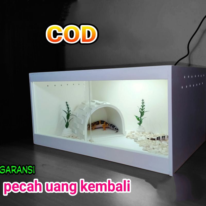 kandang gecko/kandang reptile plus hiding cave