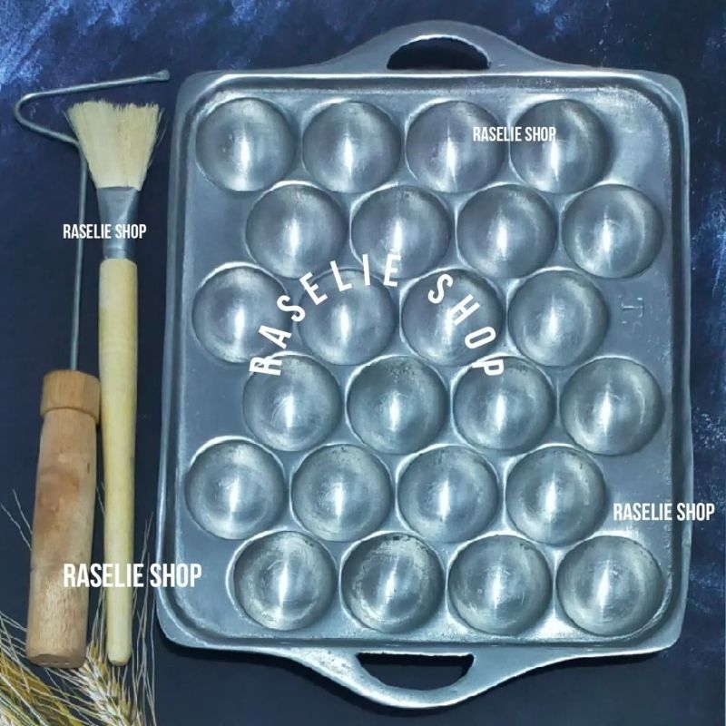 Cetakan Takoyaki Lubang 24 Loyang Kotak Kue Cubit Mini Cilor Bulat Poffertjes Bola Telur Puyuh Alumi