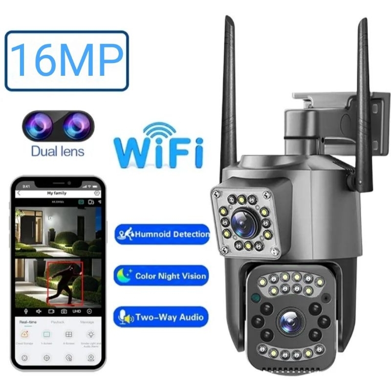 IP CAMERA WIFI V380 PRO OUTDOOR CCTV PTZ DUAL LENS NEW CAMERA 16MP FULL HD 1080P SPEED DOME 360 ROTA