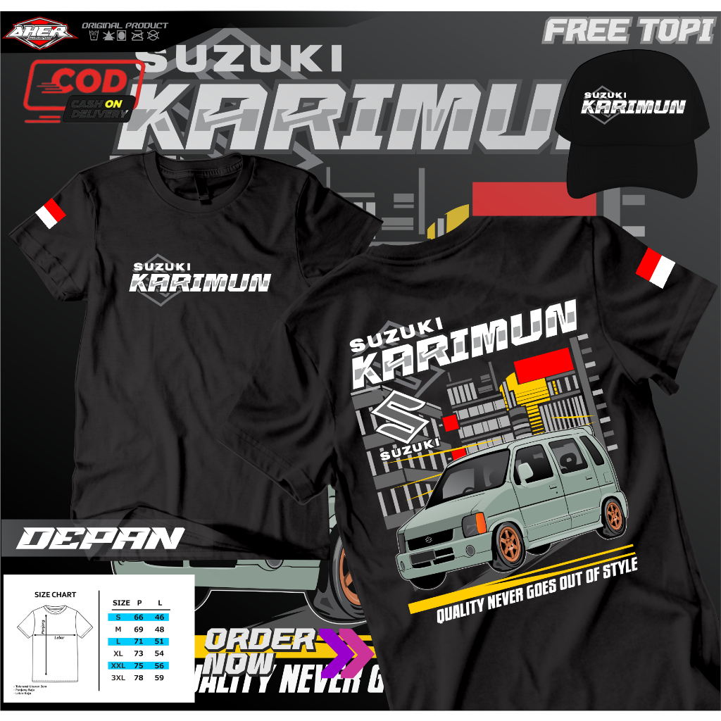KAOS MOBIL SUZUKI KARIMUN KOTAK FREE TOP||KAOS KATUN COBAD||TEBAL NYAMAN DIPAKAI||KAOS KOMUNITAS MOB