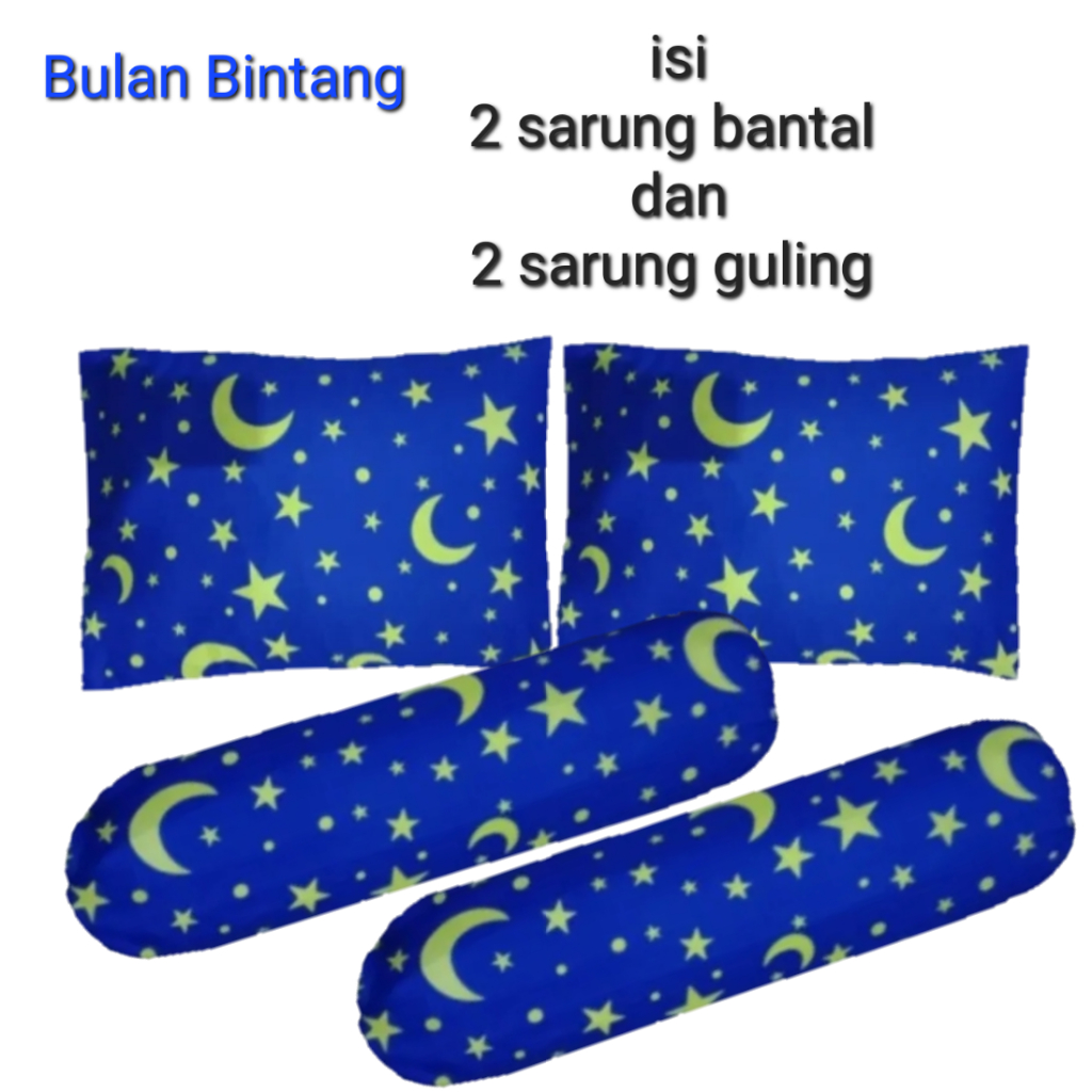 sarung bantal dan guling motif bulan bintang