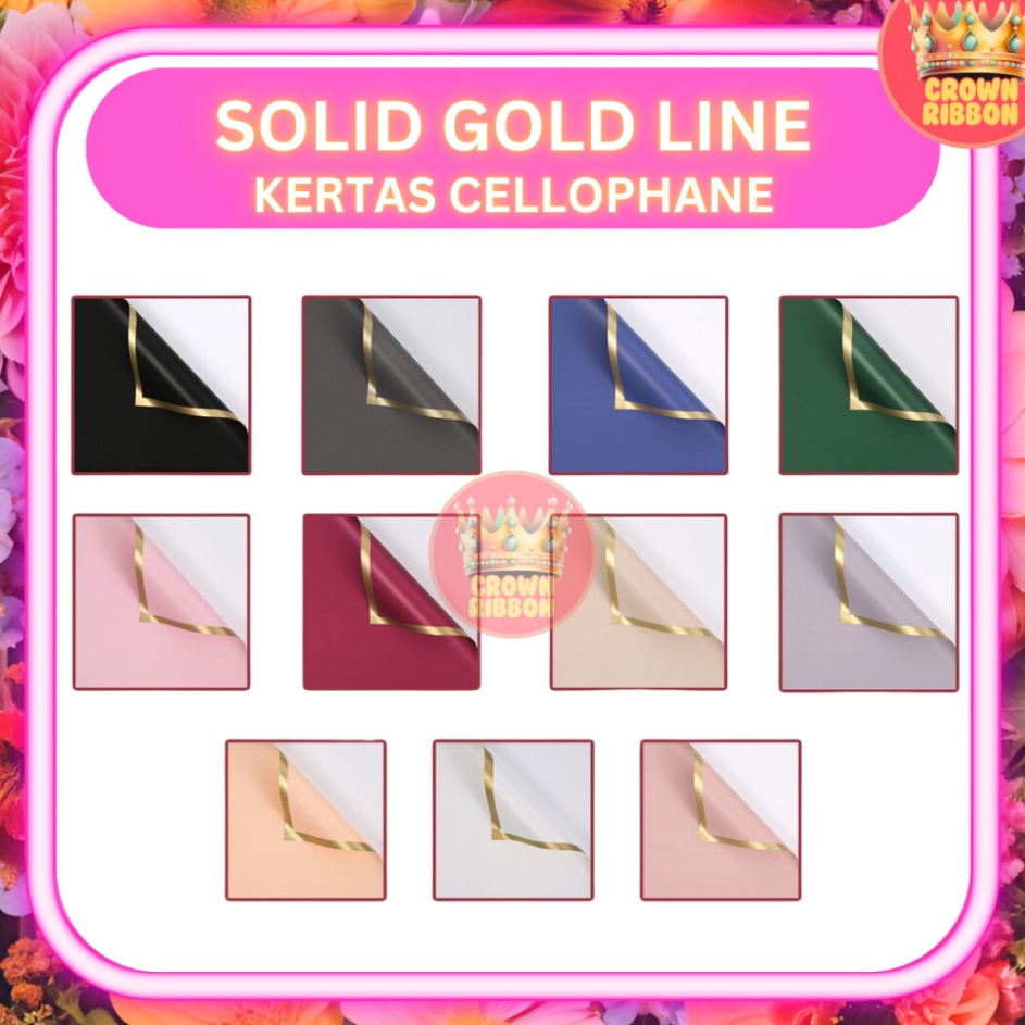 

Update Murah 5 LEMBAR Kertas Cellophane Buket Bunga SOLID GOLD Line Flower Wrapping Paper