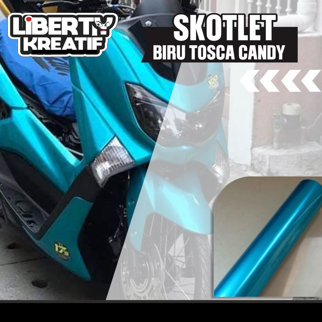 Skotlet Sticker Wrapping Motor Biru Tosca Metalik Candy Stiker Motor Biru Tosca Candy Skotlet Biru T