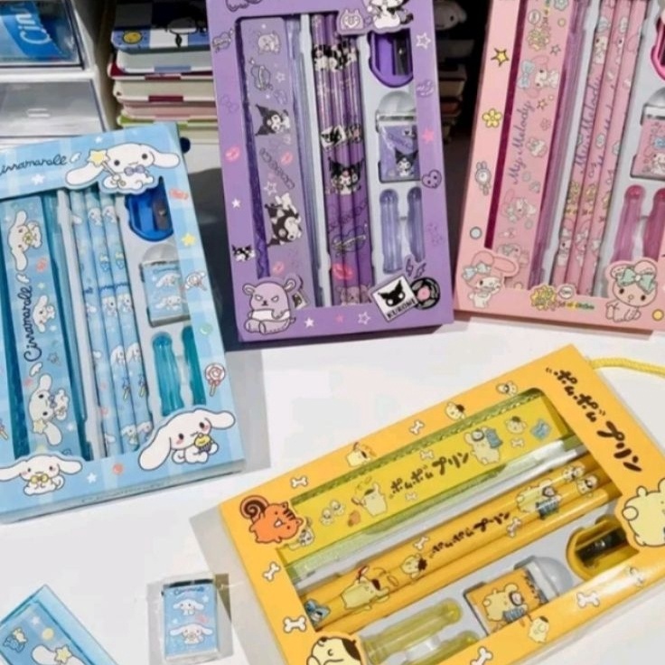 

Super Model Paket Pensil Set 5in1 Karakter Sanrio Set Alat Tulis Stationery Set