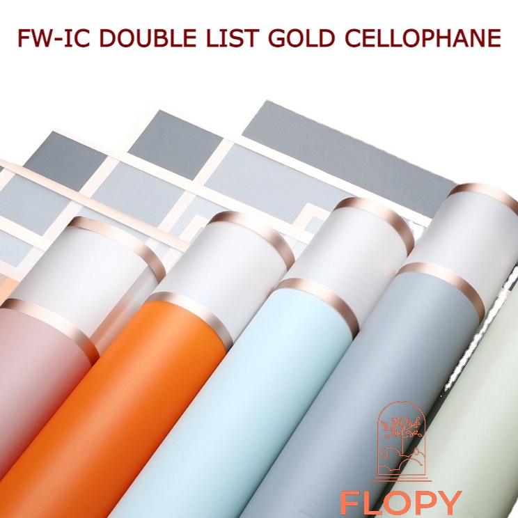 

Kejutan Populer 5 pcs FWIC Double List Gold Cellophane kertas bunga tissue bunga FWIC