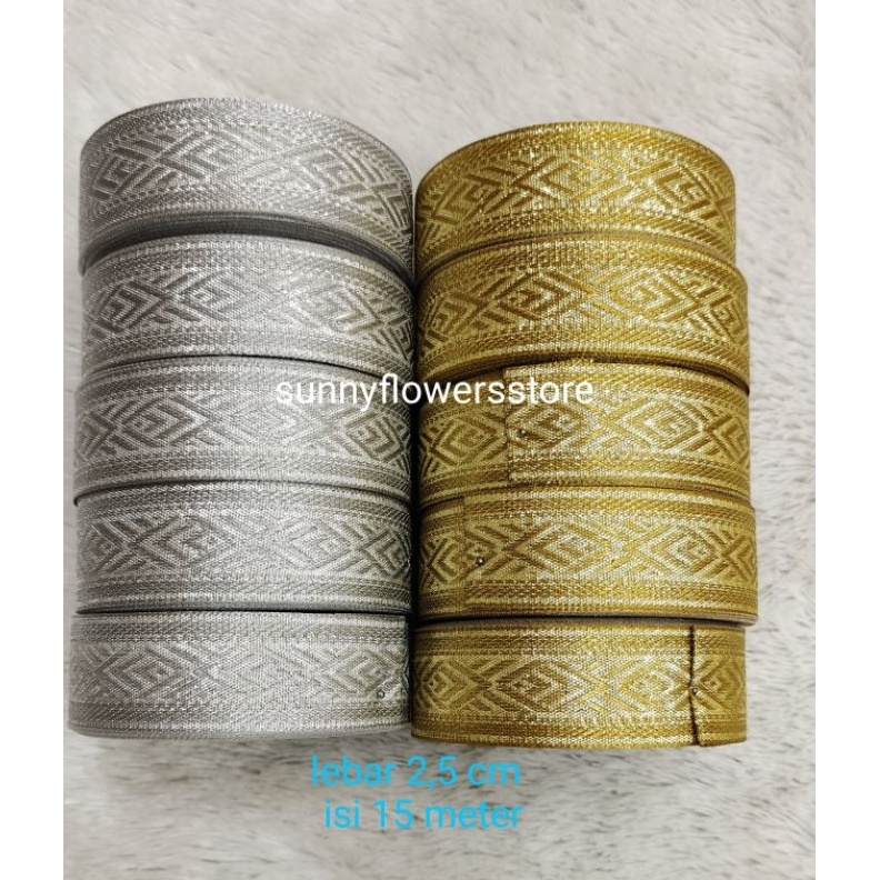 

pita India bordir gold silver lebar 2 5 cm isi 17 yard