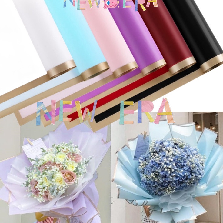 

Populer NewEra 2 Lembar Flower Wrapping Gold Line Color Cellophane Kertas Buket Bunga Cellophane Florist Kertas Pembungkus Bunga