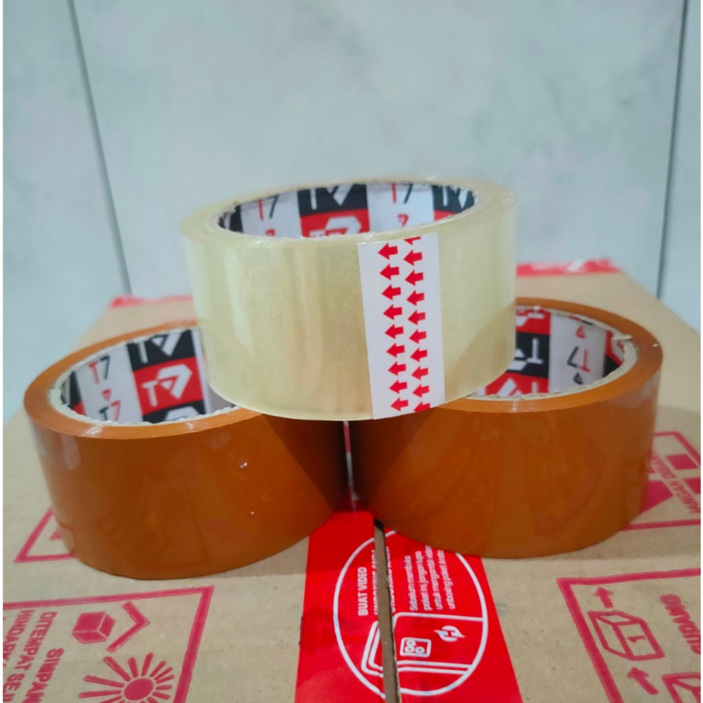 

Lakban Packing 45mmx72Yard 2 Inch Bening dan Coklat Clear Tape Isolasi Selotip Opp Selasiban
