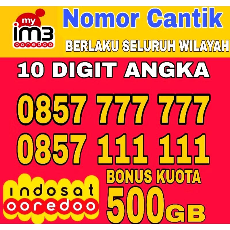 promo nomor cantik Indosat 10 angka+kuota 500GB
