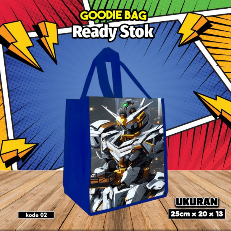 

{LANCAR 10Pcs} tas kantong makanan snacks/goodie bag karakter GUNDAM katalog 02/tas ultah/kantong