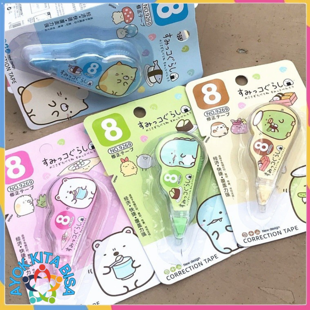 

AKB Correction Tape 8 Meter Students Stationary School Supplies Multiple Color 8M Karakter Lucu Unicorn Penghapus Pena Roll Kertas Mini