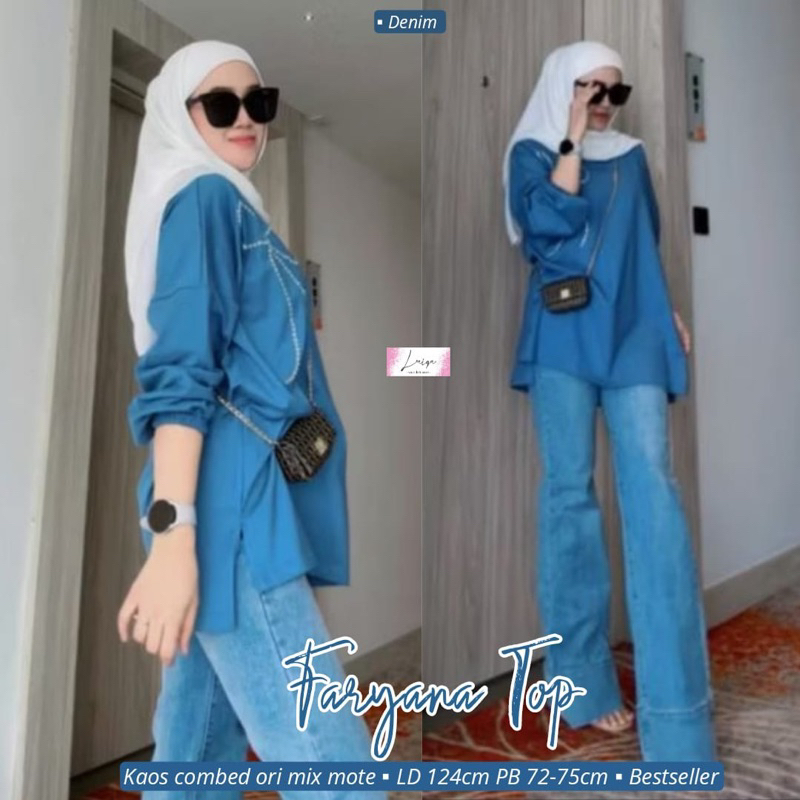 FARYANA • LIVIANA JUMBO • NELLA LAIQA • MAKKA • ALANA JUMBO BY HASNA | BELVA #2 BLOUSE KAOS UNIQLO O