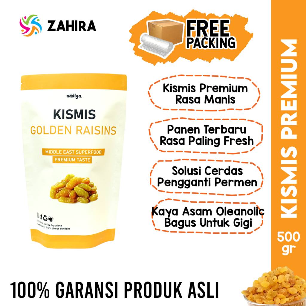 

Nadiya Kismis Premium 500Gr Khas Timur Tengah Golden Raisin Jumbo Rasa Asam Manis Mutiara Haji