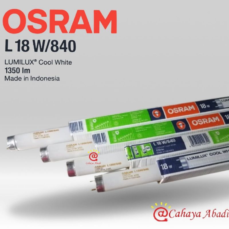 OSRAM Lampu TL T8 18W Lumilux Cool White / TL Lumilux 18 Watt 840 4000K OSRAM