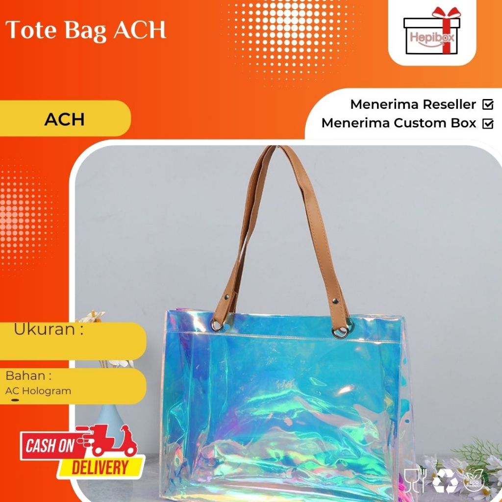 Totebag Mika PVC Hologram / Tas Mika PVC Hologram / Goodie bag PVC Hologram / Tas Mika PVC Transpara