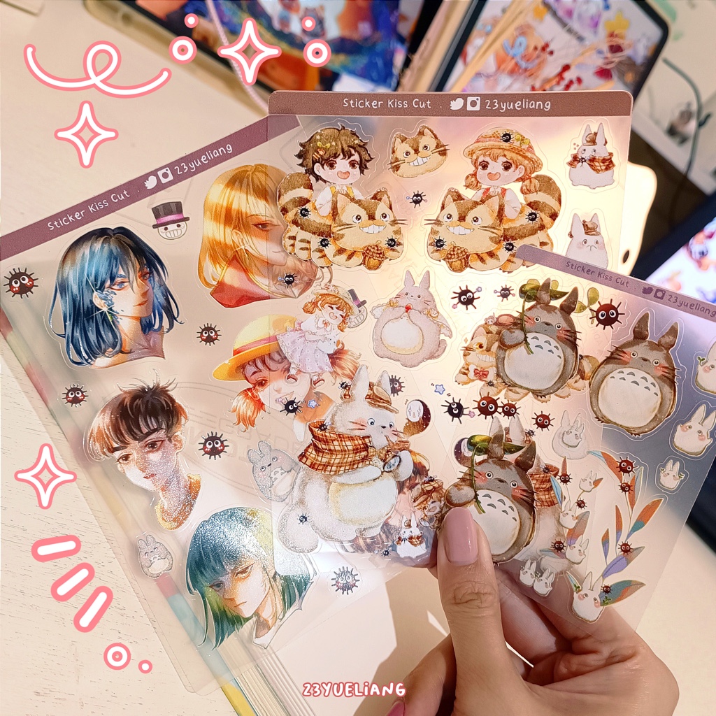 

Ghibli Karakter Kisscut Stiker, Totoro Stiker transparant dekor tumbler, jurnal
