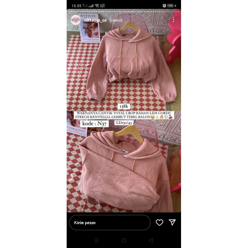 hoodie crop pink