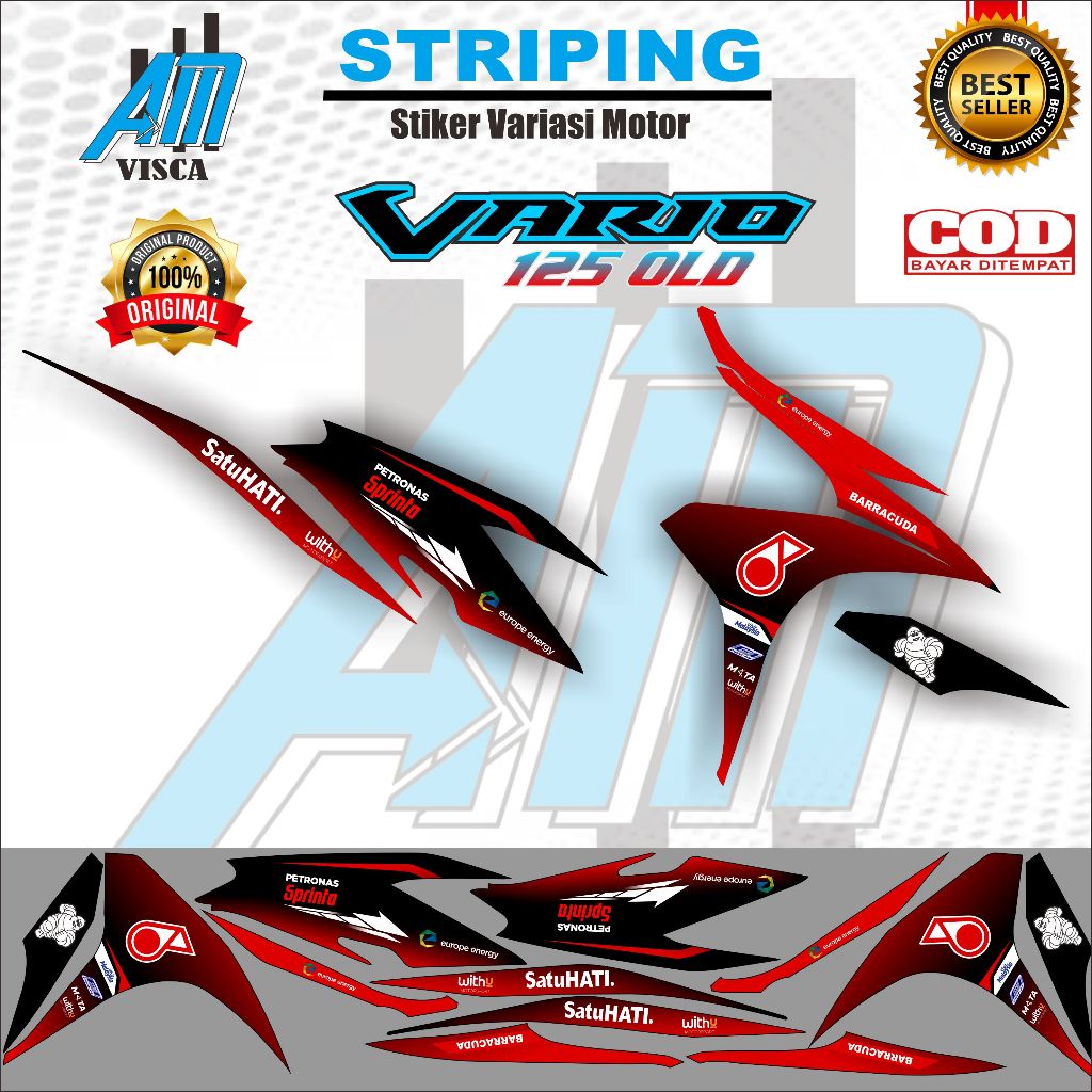 Striping Stiker Vario 125 old Stiker Variasi Motor Vario 125 Old Desain Motif Petronas Terbaru