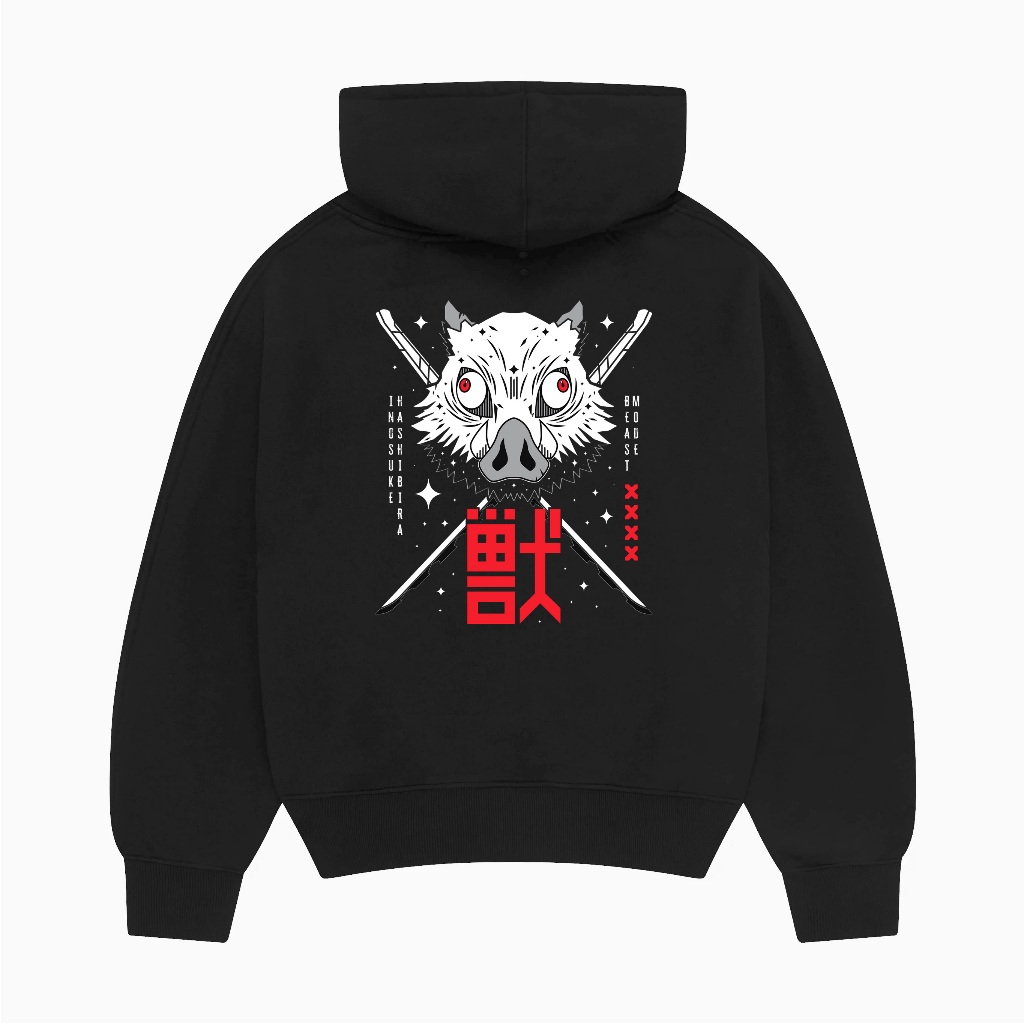 WOOZY | HOODIE PRIA OVERSIZE HITAM | INOSUKE OYABUN