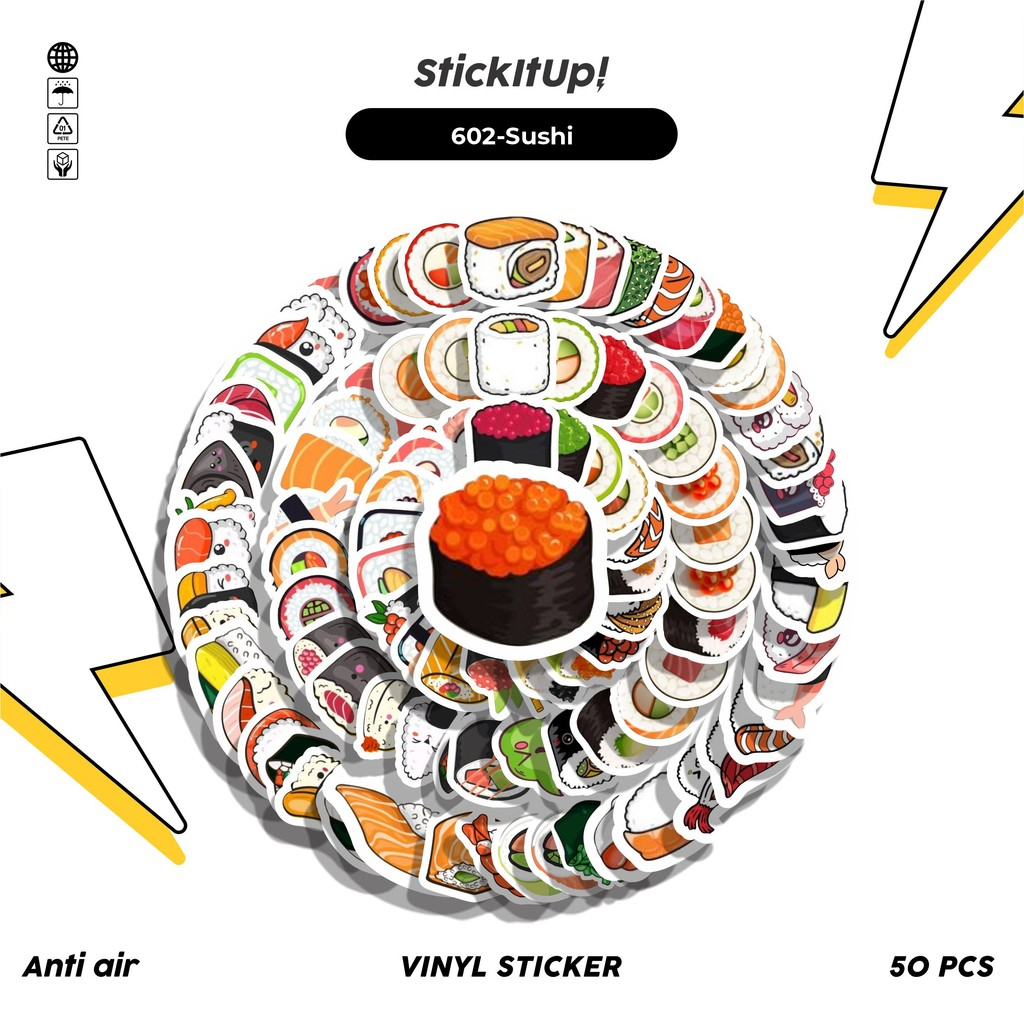 

COD 100 Pcs Stiker Sushi Lucu Anti Air Untuk Dekorasi Notebook Sepeda Skateboard Handphone DIY