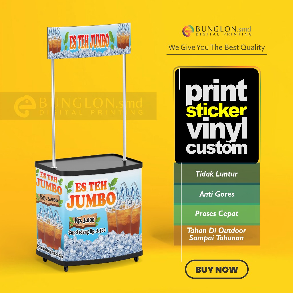 

CETAK STIKER MEJA BOTH ES TEH JUMBO MEJA JUALAN EVENT DESK FREE REQUEST DESAIN