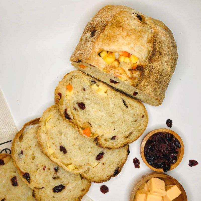 

Cranberry Cheese Sourdough, Roti gandum tanpa ragi instan