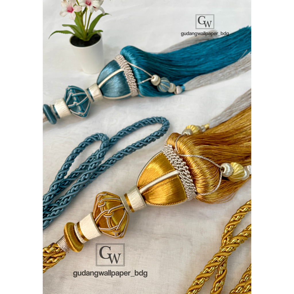 Tassel Tasel Tali Gorden Rumbai Premium Mewah Klasik Elegan Kuat Magnolia Biru Tosca Gold