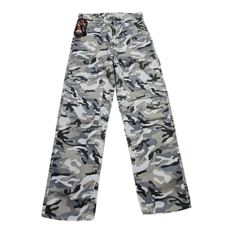 Celana Loreng Panjang Pria Gombrong Fit Loose Putih Outfit Cowok Carpenter Pants