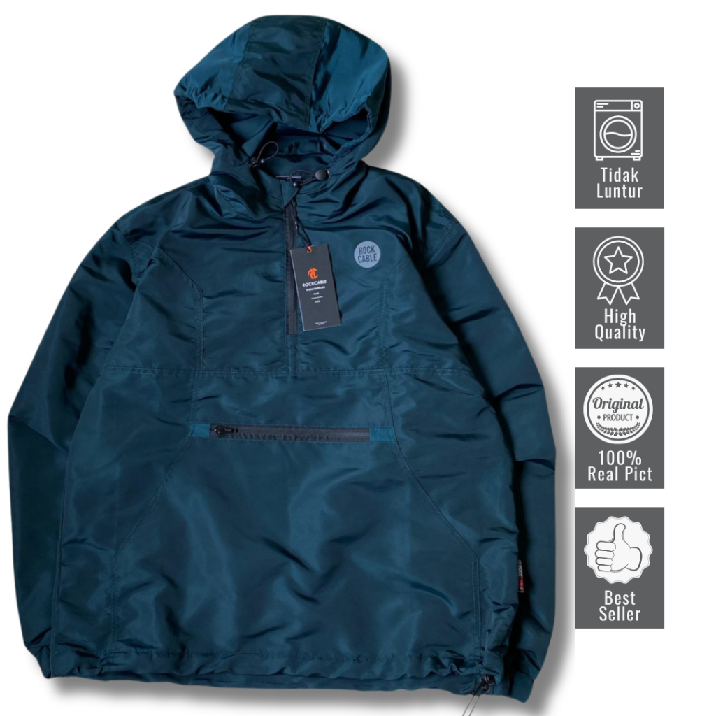 ROCKCABLE - Jaket Cagoule Pria Original Distro - Jaket Hoodie Taslan - Jaket Kantong Doraemon