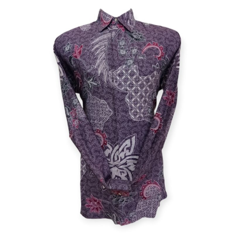 KEMEJA BATIK KHALIFAH UNGU BAHAN KATUN PREMIUM 40S