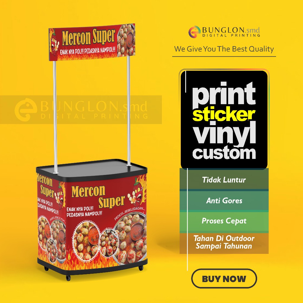 

CETAK STIKER MEJA BOTH MERCON SUPER PEDAS MEJA JUALAN EVENT DESK FREE REQUEST DESAIN