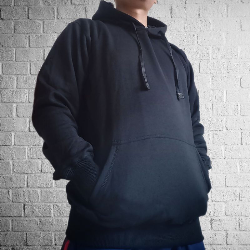 Jaket Hoodie Polos bahan Katun Pria XL